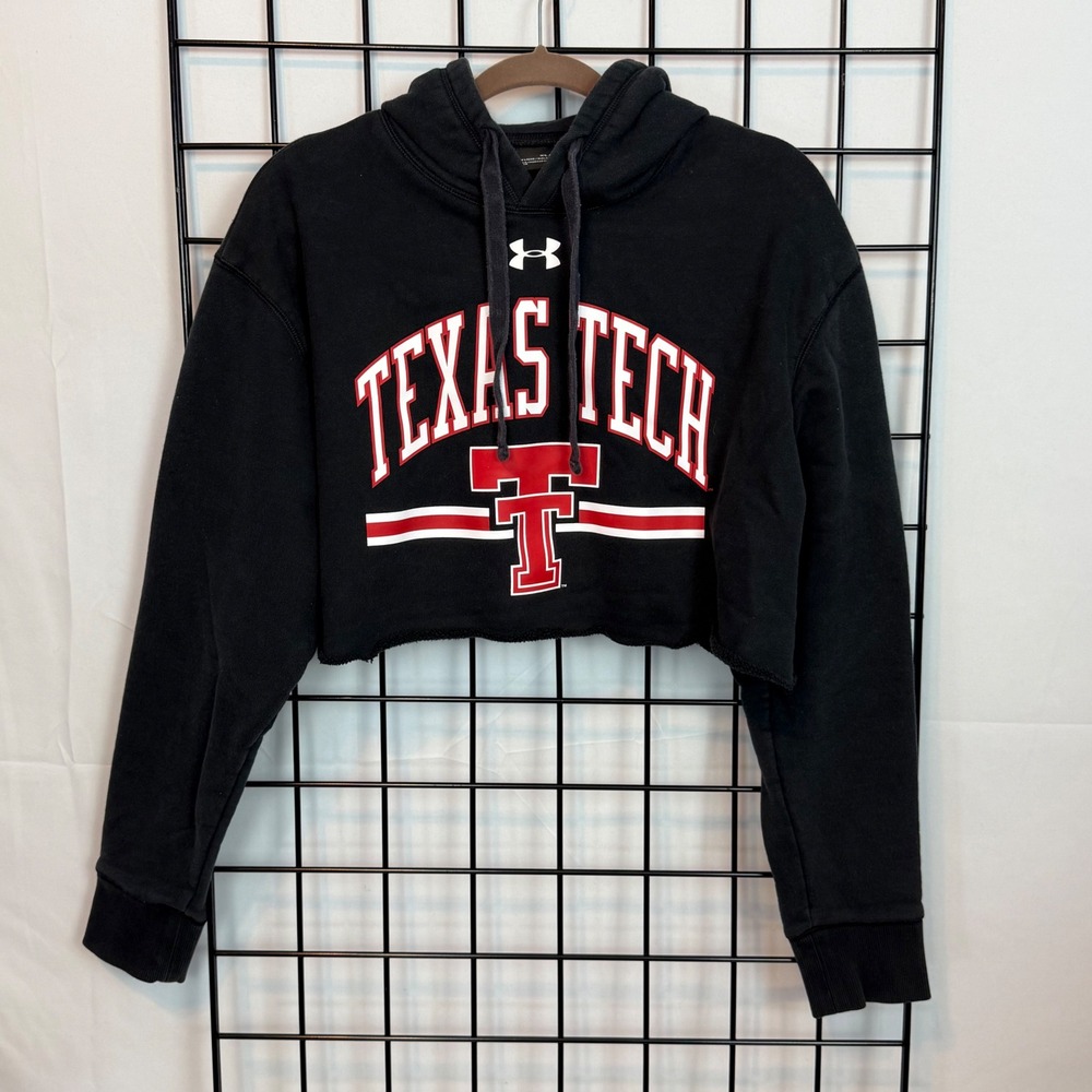 Under Armour Texas‎ Tech Hoodie Mens XL Black Cropped Baggy Oversized Athleisure